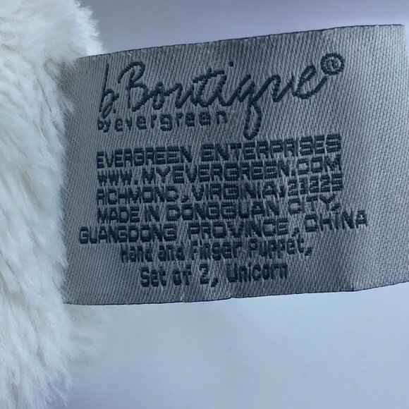 b.Boutique By Evergreen Unicorn Hand Finger Plush Puppets Set of 2 12” Soft - Picture 4 of 8